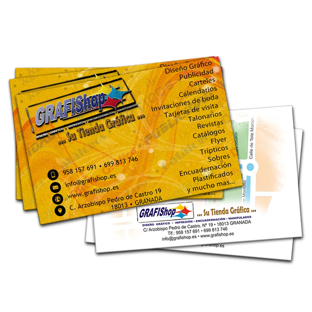 Tarjetas de visita a dos caras personalizadas. Diseño profesional y doble impacto para tu presentación