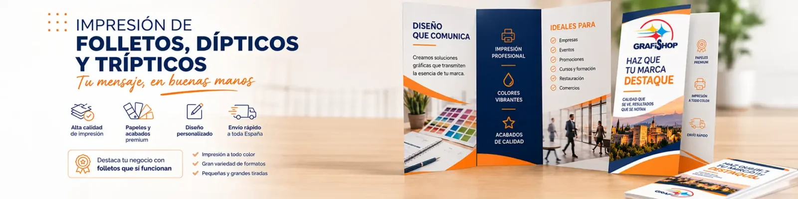Impresión de folletos, dípticos y trípticos personalizados online