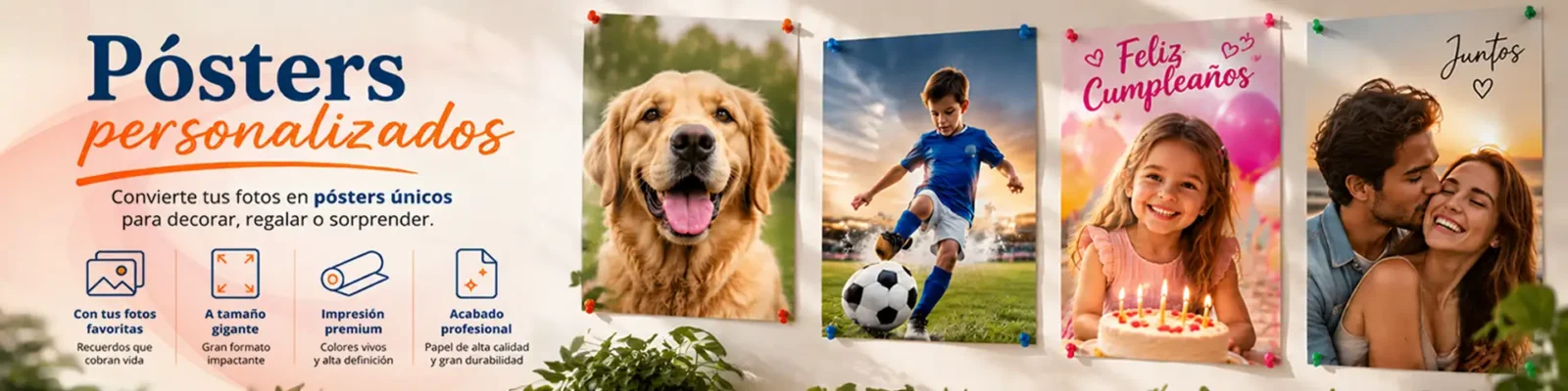Pósters personalizados con fotos de mascotas, fútbol, cumpleaños y pareja para decorar el hogar