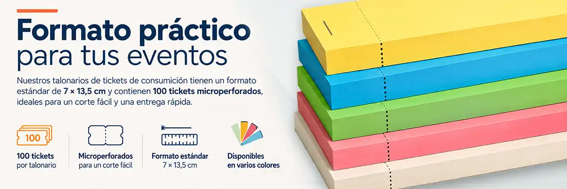 Talonarios de tickets de consumición en diferentes colores