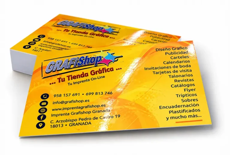 Tarjetas de visita personalizadas con laminado brillo