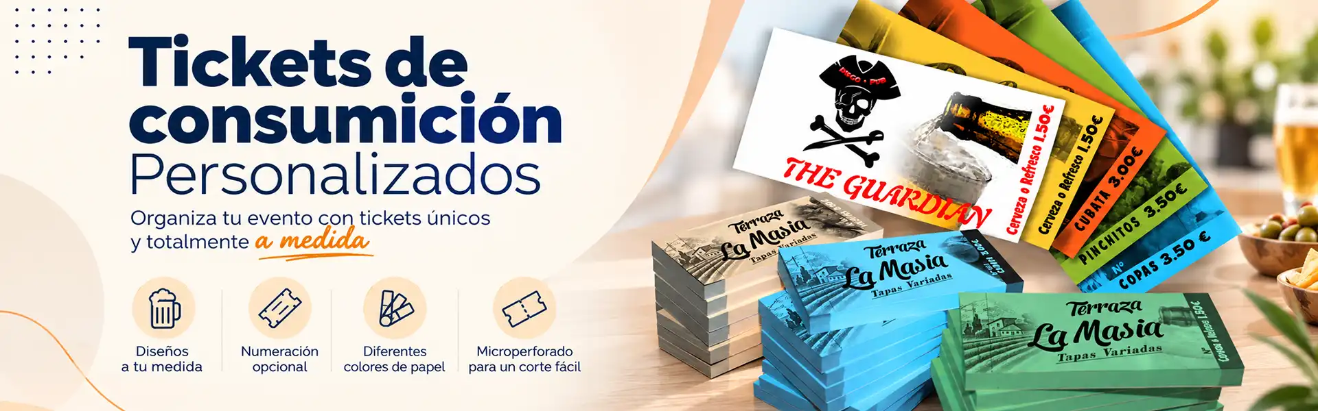 Tickets de consumición personalizados para eventos