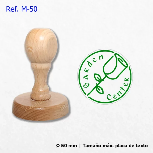 Sello de madera M-50 circular | Imprenta barata online