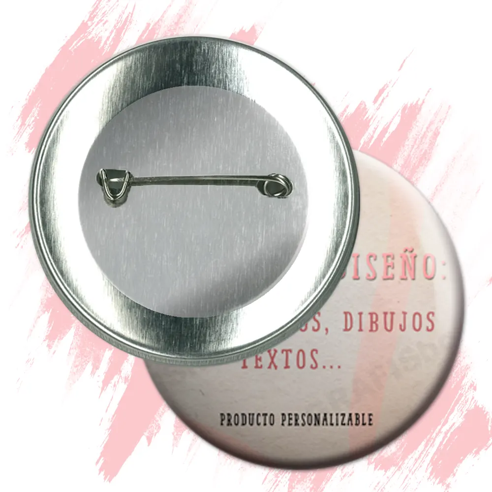 Chapas personalizadas con alfiler imperdible, ideales para eventos y promociones. Grafishop