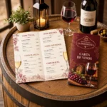 Carta de menú díptico personalizada para vinos,