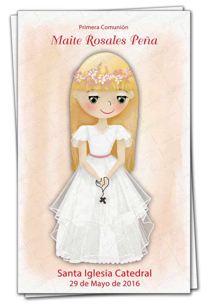 Recordatorio de Comunión Modelo 3 con ilustración infantil