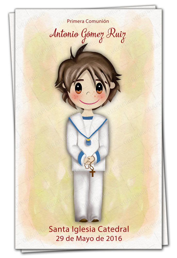 Recordatorio de Comunión Modelo 7 con ilustración religiosa