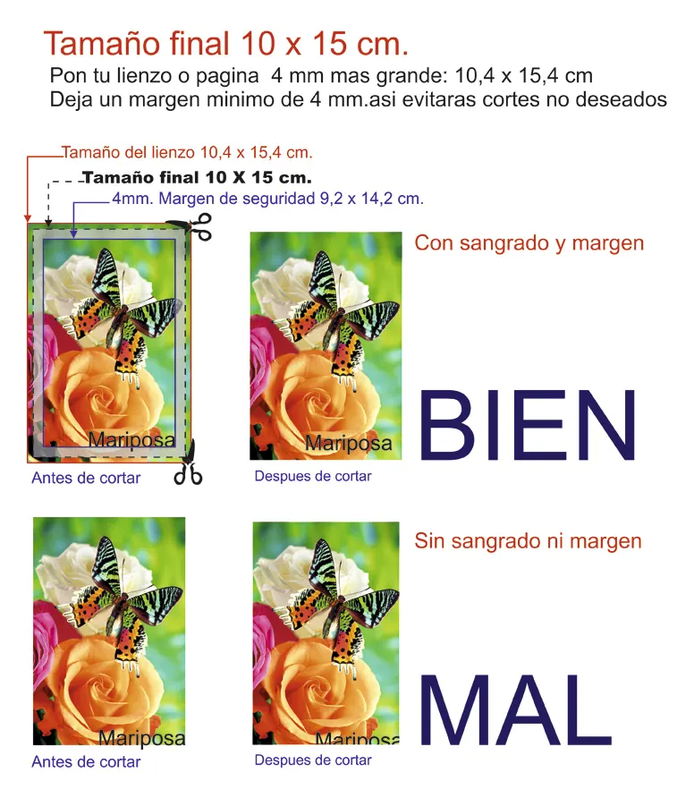 Ejemplo de sangrado en impresión por Grafishop