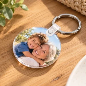 Llavero circular de metacrilato personalizado de 4 mm con foto